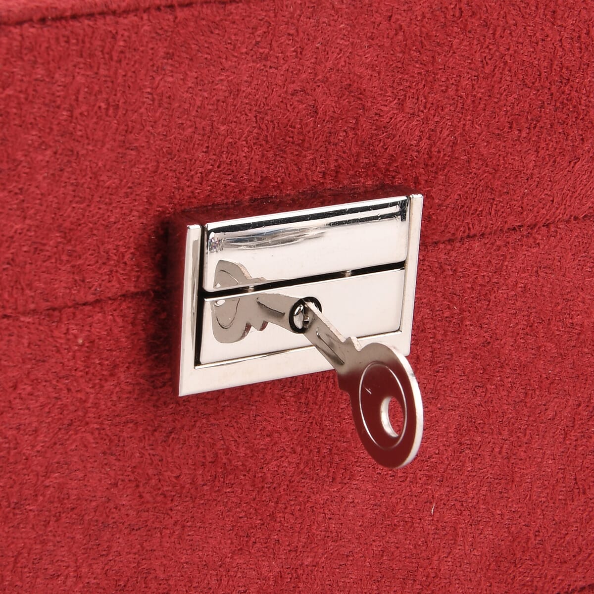 Wine Red Anti Tarnish 4 Layer Velvet and MDF Jewelry Box (9.4“x6.7“x5.6“) image number 8