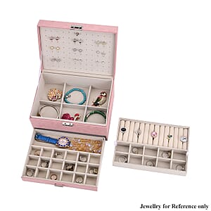 Livmore Pink Anti Tarnish 4 Layer Velvet and MDF Jewelry Box