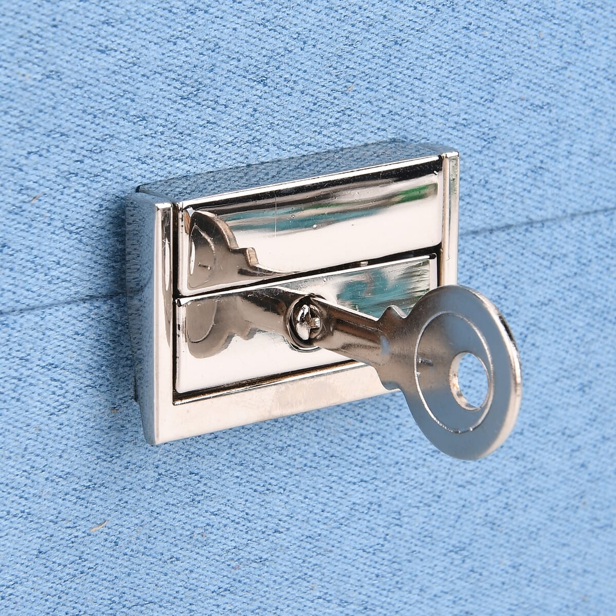 Turquoise Blue Anti Tarnish 4 Layer Velvet and MDF Jewelry Box (9.4“x6.7“x5.6“) image number 8