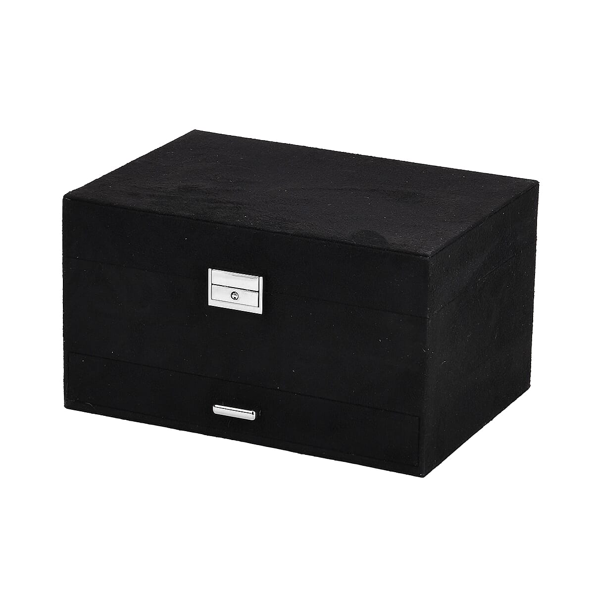 Black Anti Tarnish 4 Layer Velvet and MDF Jewelry Box (9.4“x6.7“x5.6“) image number 2