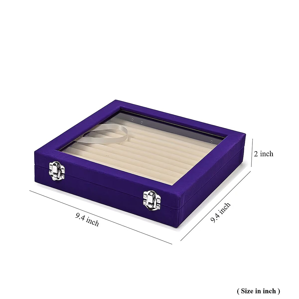 Purple Square Velvet Ring Box with Clear Glass Window image number 5