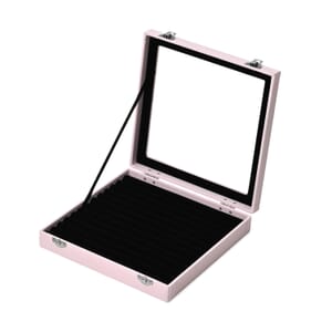 Pink Square Velvet Ring Box with Clear Glass Window