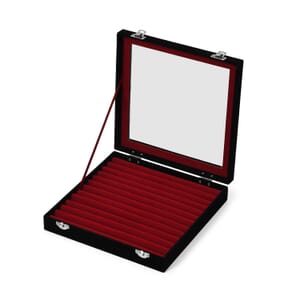 Black Square Velvet Ring Box with Clear Glass Window