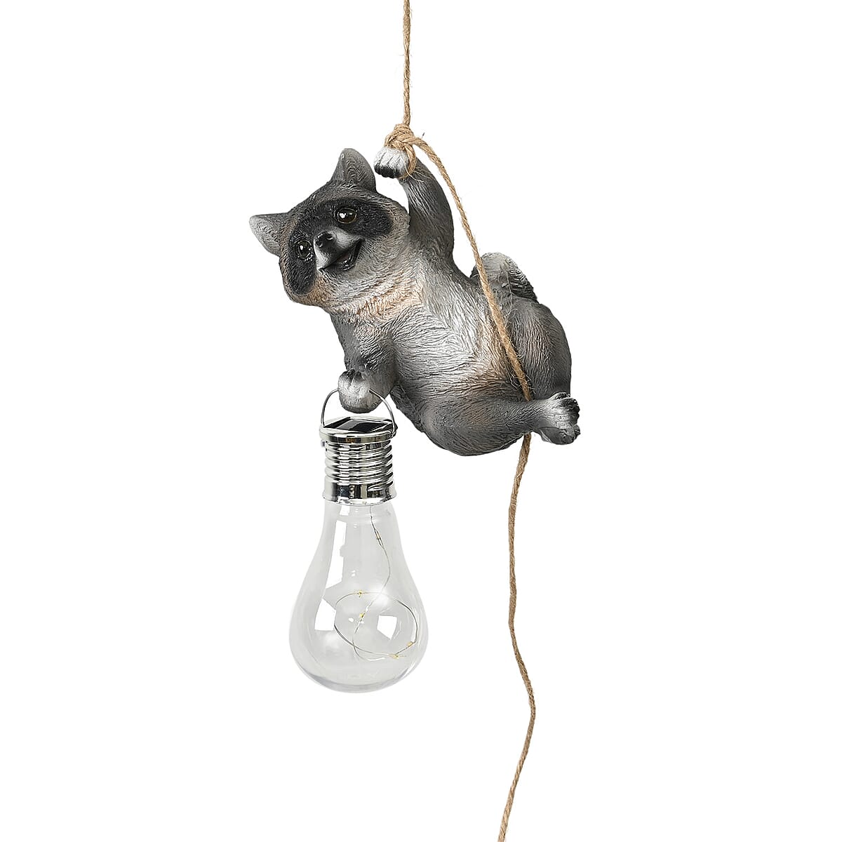 Charming Raccoon Holding a Glowing Solar Light LED Bulb image number 2