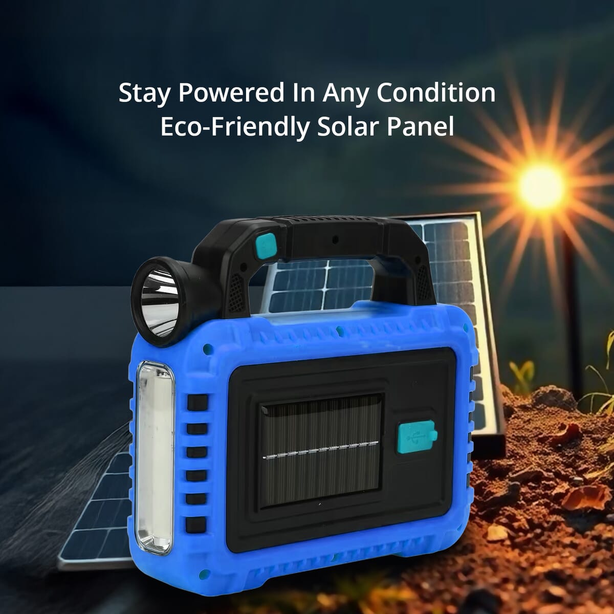 Memorial Day Doorbusters Multifunctional Solar Energy Flashlight 2400mAh Headlight image number 2