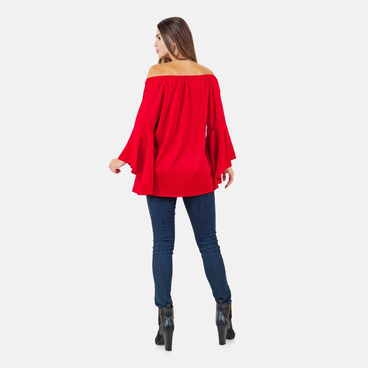 Fever Red Jacquard Women's Holiday Symphony Sleeve Blouse - M image number 1