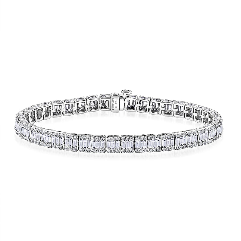 Luxuriant Lab Grown Diamond SI 5.00 ctw Bracelet in 10K White Gold (7.00 In) 11.60 Grams