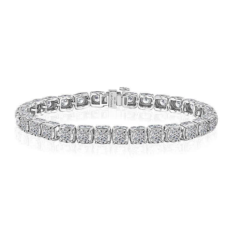 Luxuriant Lab Grown Diamond SI 10.00 ctw Bracelet in 10K White Gold (7.00 In) 12.80 Grams