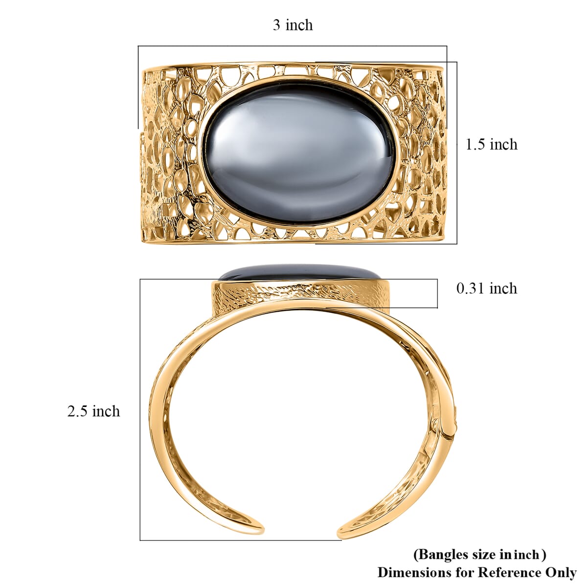 Karis Terahertz 56.50 ctw Bangle Bracelet in 18K YG Plated (7.25 In) image number 5
