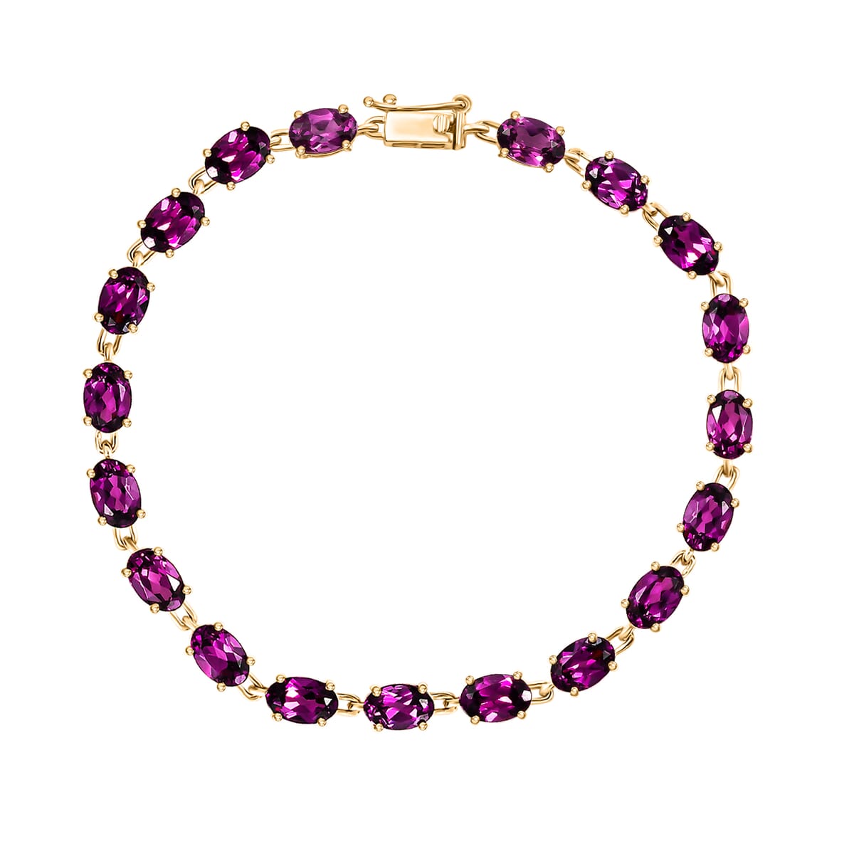Luxoro Premium Radiant Ember Garnet 10.90 ctw Link Bracelet in 10K Yellow Gold (6.50 In) image number 0