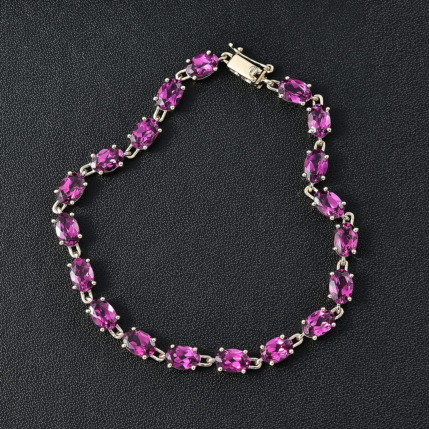 Epic Deal Luxoro 10K Yellow Gold Premium Radiant Ember Garnet Link Bracelet (7.25 In) 13.50 ctw