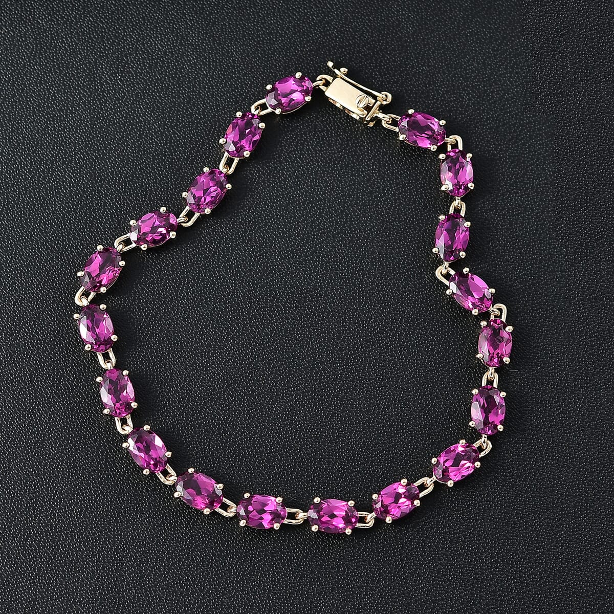Luxoro Premium Radiant Ember Garnet 10.90 ctw Link Bracelet in 10K Yellow Gold (6.50 In) image number 1