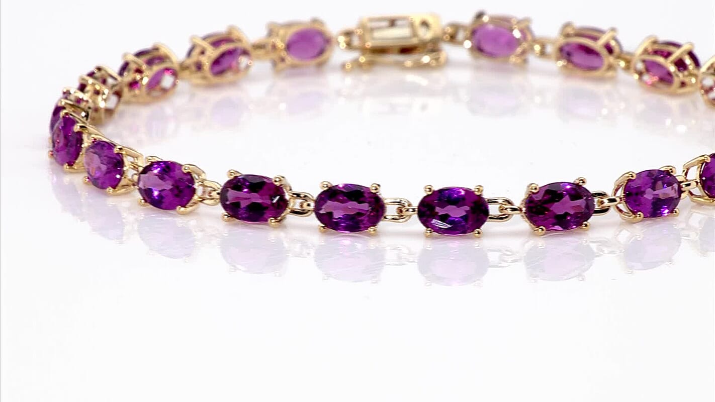 Epic Deal Luxoro 10K Yellow Gold Premium Radiant Ember Garnet Link Bracelet (7.25 In) 13.50 ctw