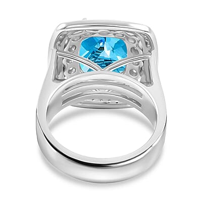 Certified & Appraised Rhapsody AAAA Santa Maria Aquamarine and E-F VS Diamond 6.55 ctw Ring in 950 Platinum (Size 10.0) 14.45 Grams