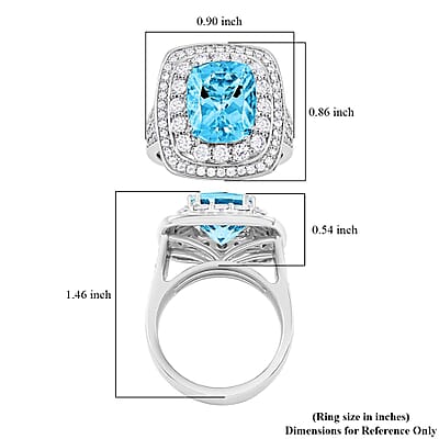 Certified & Appraised Rhapsody AAAA Santa Maria Aquamarine and E-F VS Diamond 6.55 ctw Ring in 950 Platinum (Size 10.0) 14.45 Grams
