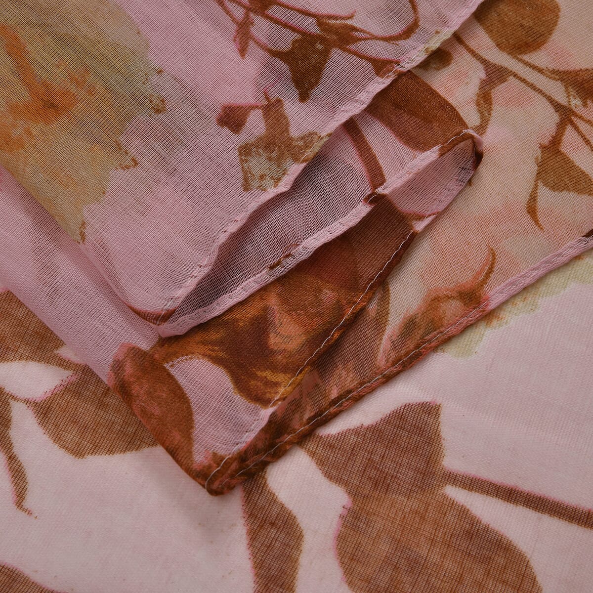 Set of 4, Multi Color 2 pcs Floral Bushes Print with match 2 Pcs Solid Color Crimp Polyester Scarfs   image number 3