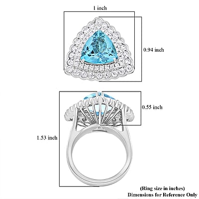 Chairman Vault Certified & Appraised Rhapsody AAAA Santa Maria Aquamarine and E-F VS Diamond 6.80 ctw Ring in 950 Platinum (Size 7.0) 21.60 Grams