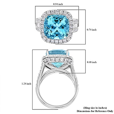 Chairman Vault Certified & Appraised Rhapsody AAAA Santa Maria Aquamarine and E-F VS Diamond 9.20 ctw Ring in 950 Platinum (Size 6.0) 18.15 Grams