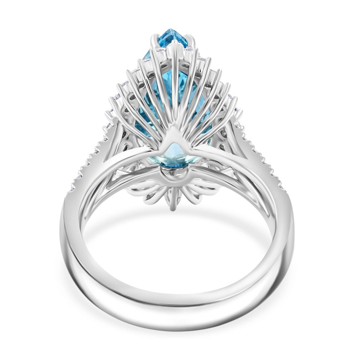 Chairman Vault Certified & Appraised Rhapsody AAAA Santa Maria Aquamarine and E-F VS Diamond 6.75 ctw Ring in 950 Platinum (Size 7.0) 11.95 Grams image number 3