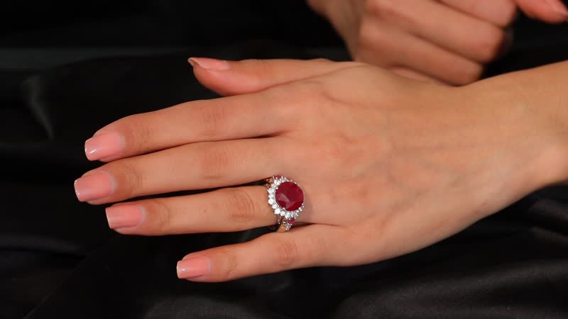 AAA Niassa Ruby (FF), White Zircon Ring in 18K Vermeil YG and Rhodium Over Sterling Silver (Size 10.0) 10.70 ctw