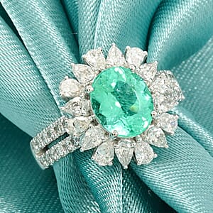 Chairman Vault Collection Certified & Appraised Rhapsody AAAA Paraiba Tourmaline and E-F VS Diamond 3.40 ctw Ring in 950 Platinum (Size 7.0) 10.70 Grams
