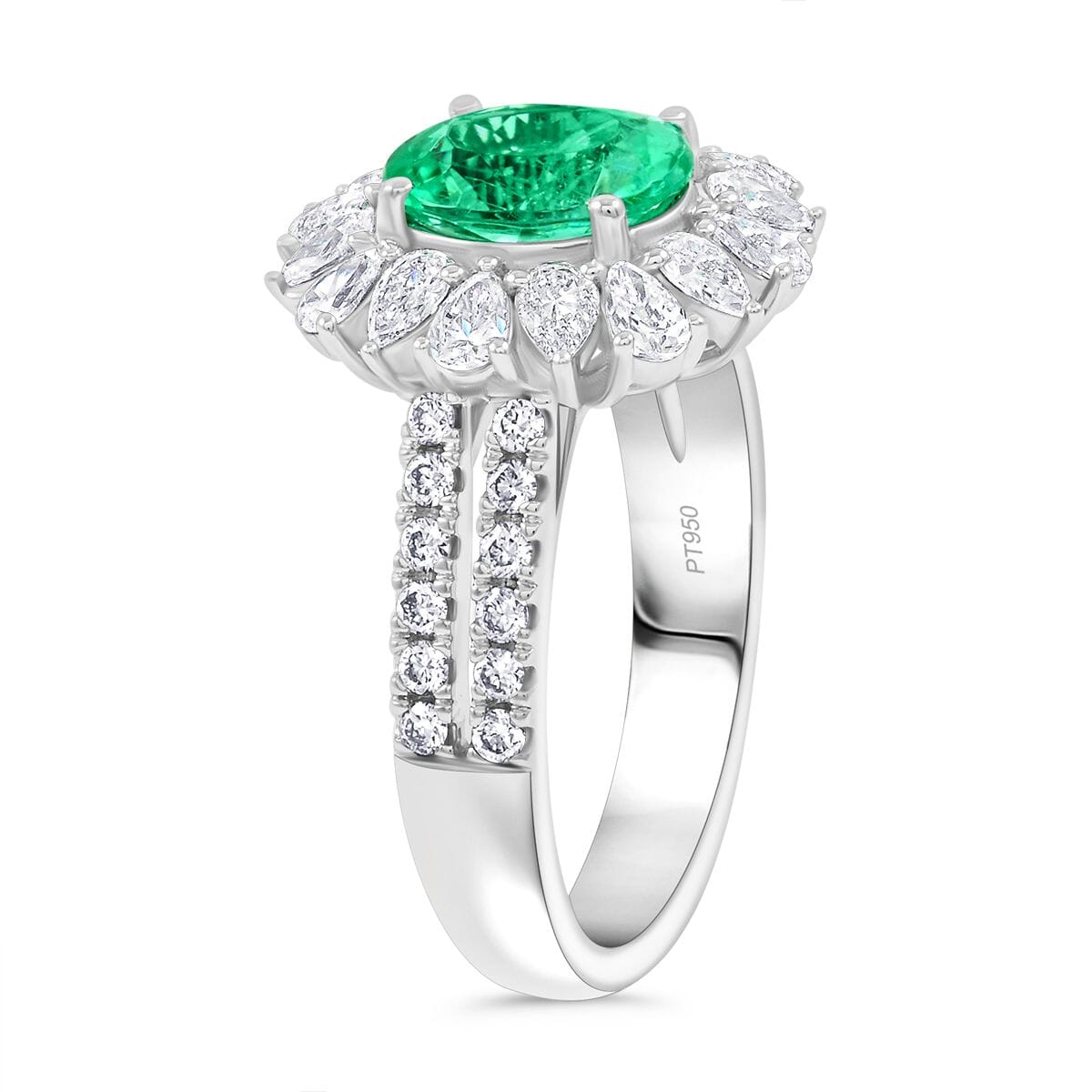 Chairman Vault Certified & Appraised Rhapsody AAAA Paraiba Tourmaline and E-F VS Diamond 3.40 ctw Ring in 950 Platinum (Size 7.0) 10.70 Grams image number 3