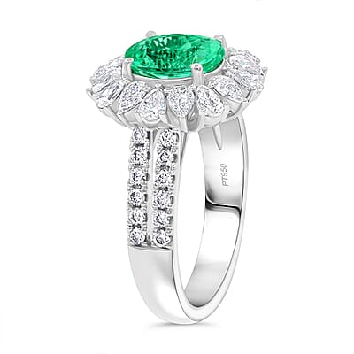 Chairman Vault Collection Certified & Appraised Rhapsody AAAA Paraiba Tourmaline and E-F VS Diamond 3.40 ctw Ring in 950 Platinum (Size 7.0) 10.70 Grams