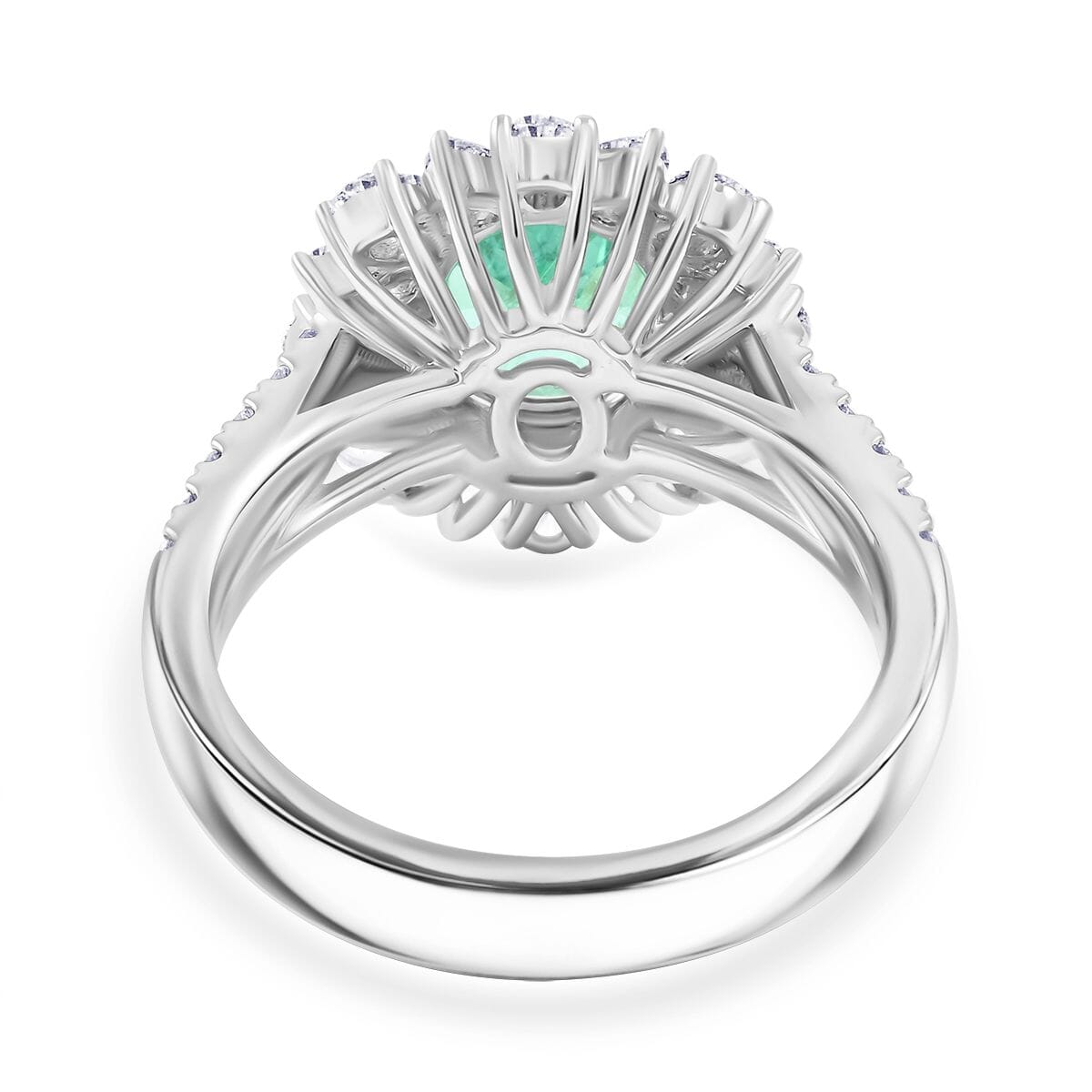 Chairman Vault Certified & Appraised Rhapsody AAAA Paraiba Tourmaline and E-F VS Diamond 3.40 ctw Ring in 950 Platinum (Size 7.0) 10.70 Grams image number 4