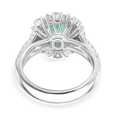 Chairman Vault Collection Certified & Appraised Rhapsody AAAA Paraiba Tourmaline and E-F VS Diamond 3.40 ctw Ring in 950 Platinum (Size 7.0) 10.70 Grams
