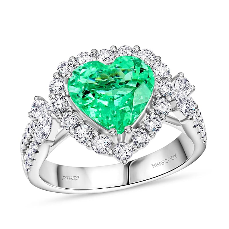 Chairman Vault Collection Certified & Appraised Rhapsody AAAA Paraiba Tourmaline and E-F VS Diamond 3.70 ctw Ring in 950 Platinum (Size 7.0) 9.70 Grams