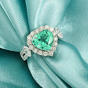 Chairman Vault Collection Certified & Appraised Rhapsody AAAA Paraiba Tourmaline and E-F VS Diamond 3.70 ctw Ring in 950 Platinum (Size 7.0) 9.70 Grams