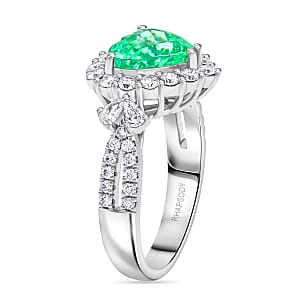 Chairman Vault Collection Certified & Appraised Rhapsody AAAA Paraiba Tourmaline and E-F VS Diamond 3.70 ctw Ring in 950 Platinum (Size 7.0) 9.70 Grams