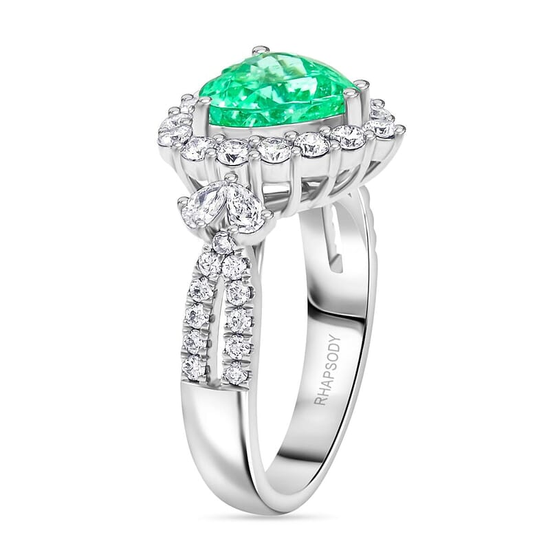 Chairman Vault Certified & Appraised Rhapsody AAAA Paraiba Tourmaline and E-F VS Diamond 3.70 ctw Ring in 950 Platinum (Size 7.0) 9.70 Grams