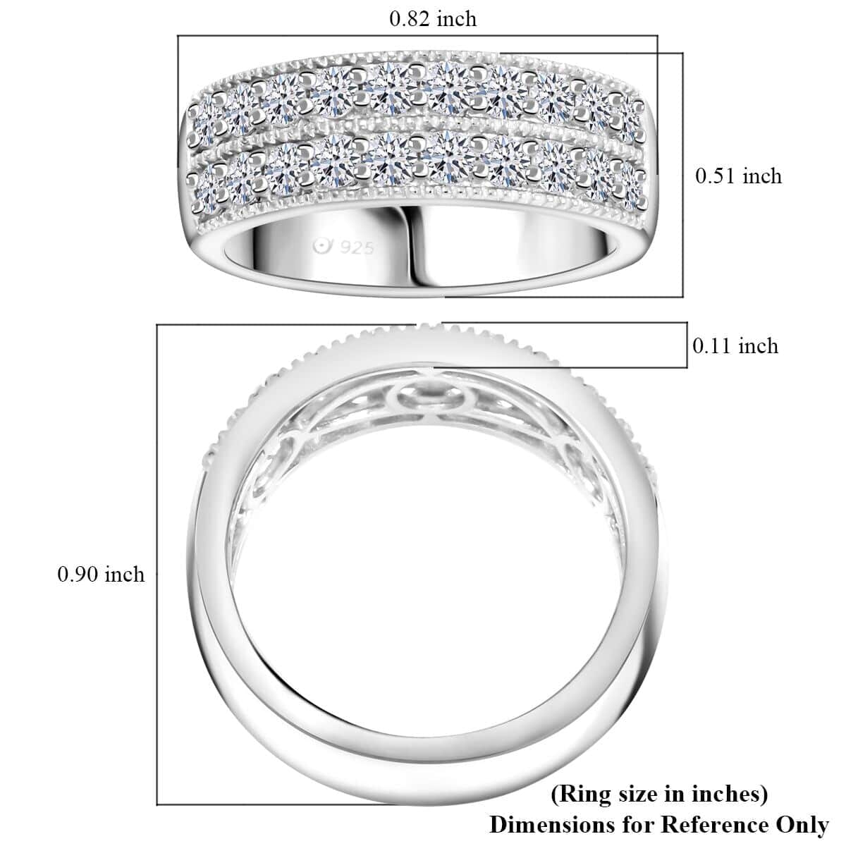 Lab Grown Diamond  Ring  Sterling Silver ,  Silver Wt. 5.35 g 1.00 ctw image number 5