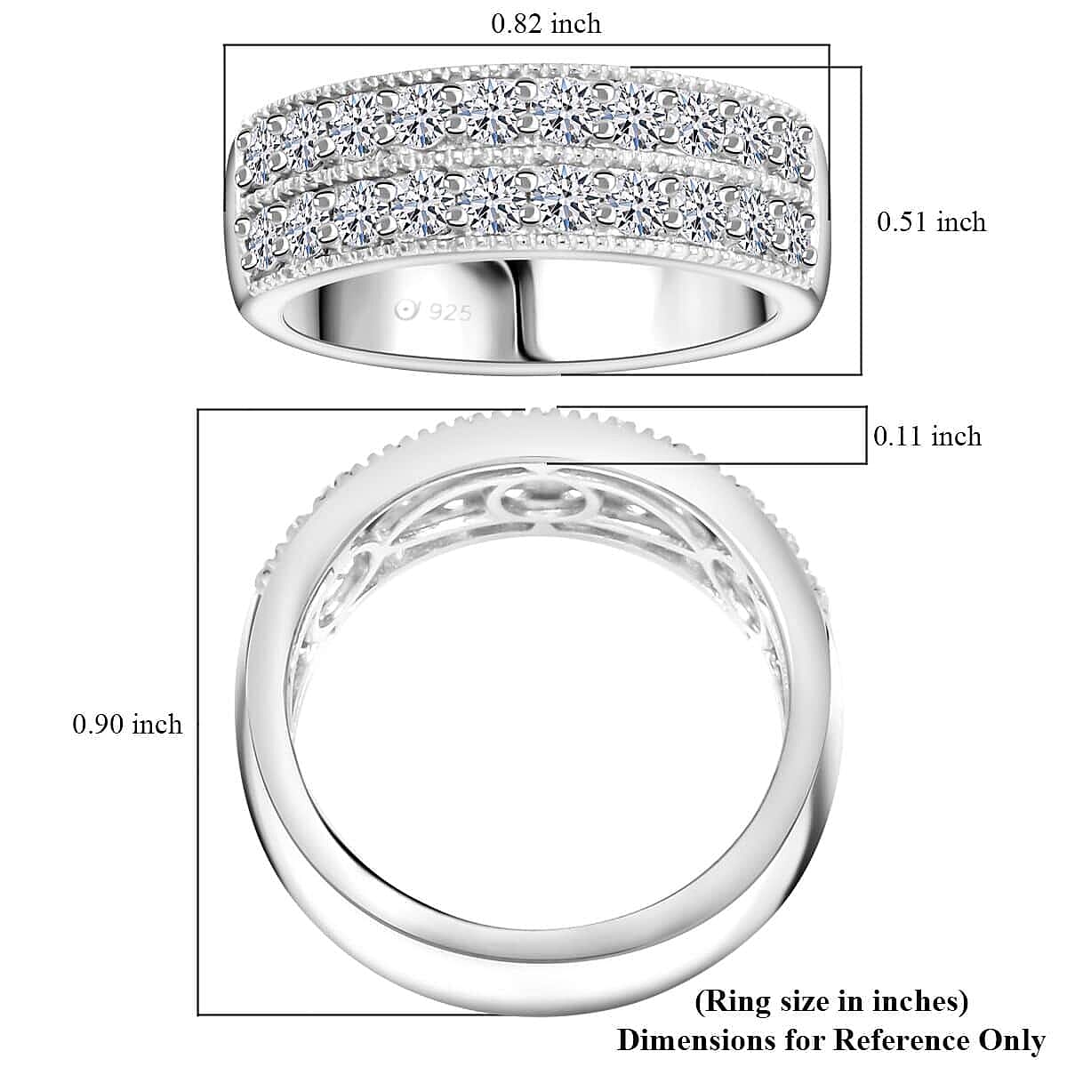 Lab Grown Diamond  Ring  Sterling Silver ,  Silver Wt. 5.35 g 1.00 ctw image number 5