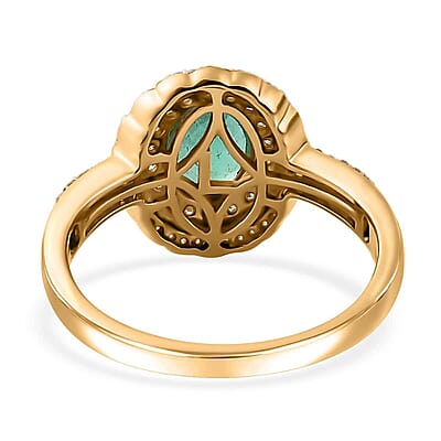 Luxoro AAA Boyaca Colombian Emerald, I2 Yellow and White Diamond 1.75 ctw Ring in 14K Yellow Gold (Size 12.0) 4.65 Grams