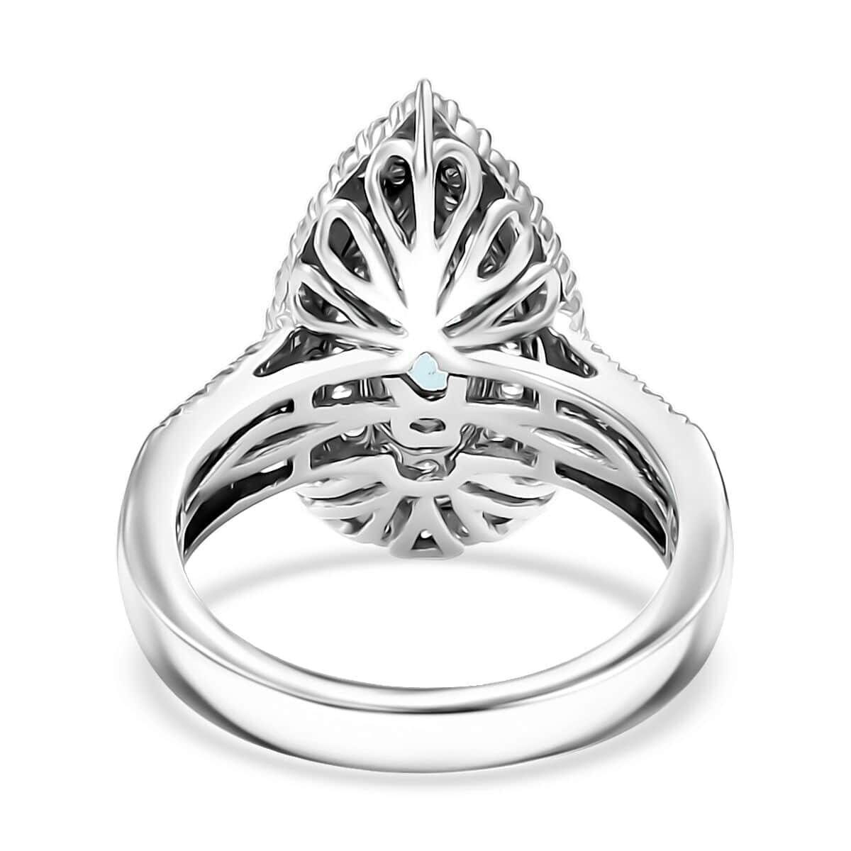 Rhapsody AAAA Paraiba Tourmaline and E-F VS Diamond 1.68 ctw Ring in 950 Platinum (Size 7.5) 9.65 Grams image number 4