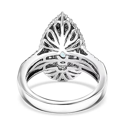Rhapsody AAAA Paraiba Tourmaline and E-F VS Diamond 1.68 ctw Ring in 950 Platinum (Size 11.0) 9.65 Grams