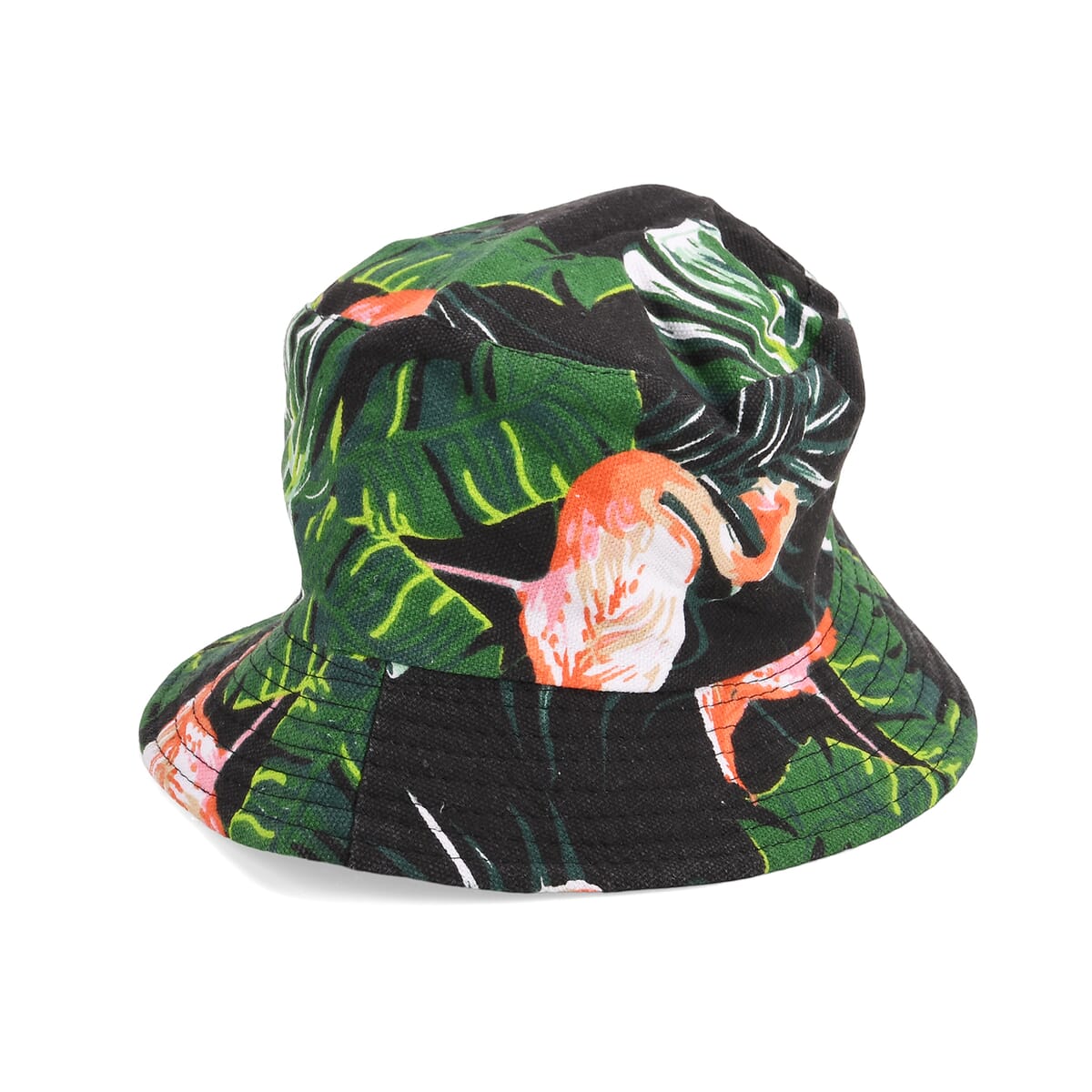 2pcs Set Black Flamingo Pattern Beach Tote Bag and Hat image number 4