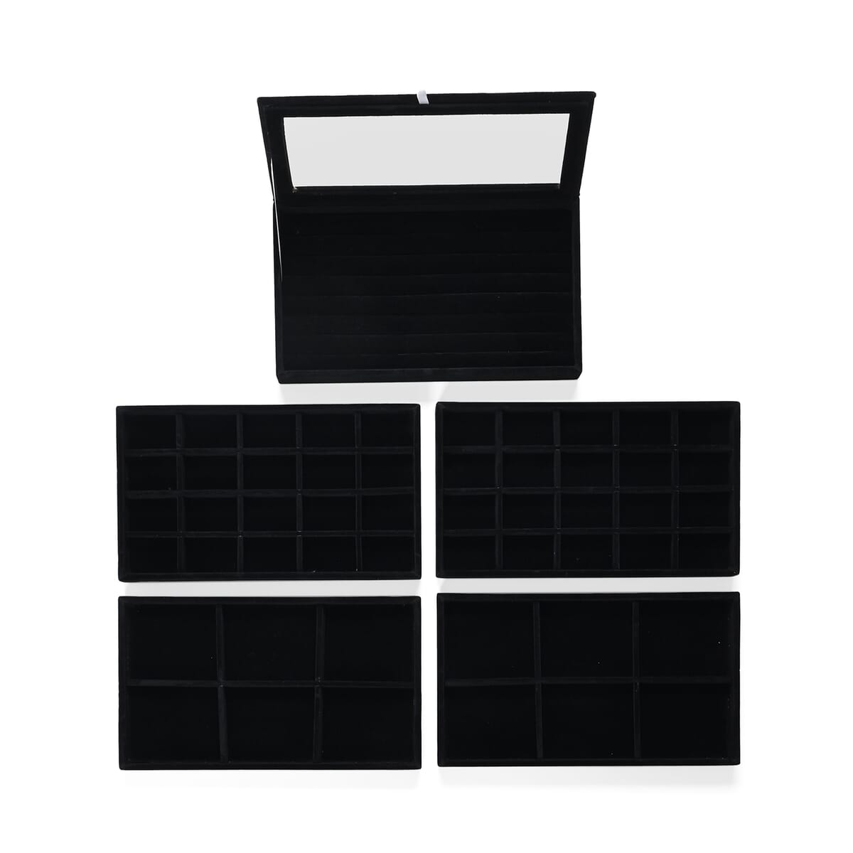 Black 5 Layer Stackable Jewelry Box with 5pcs Anti Tarnish Silver Polishing Clean Cloth image number 4