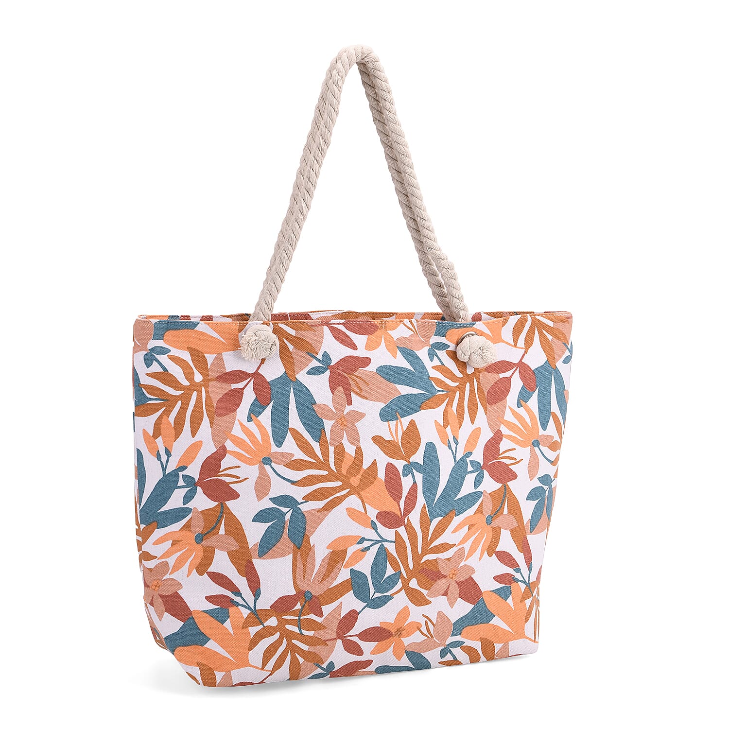 2pcs Set Black with Multi Color Leaves Pattern Beach Tote Bag and Hat