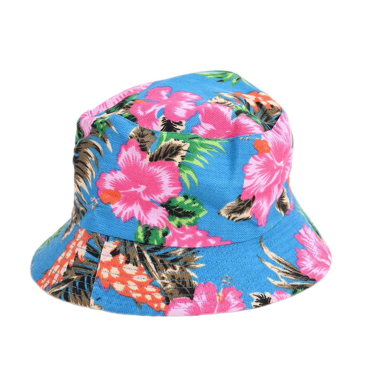 2pcs Set Blue Hibiscus Flower Pattern Beach Tote Bag and Hat image number 4