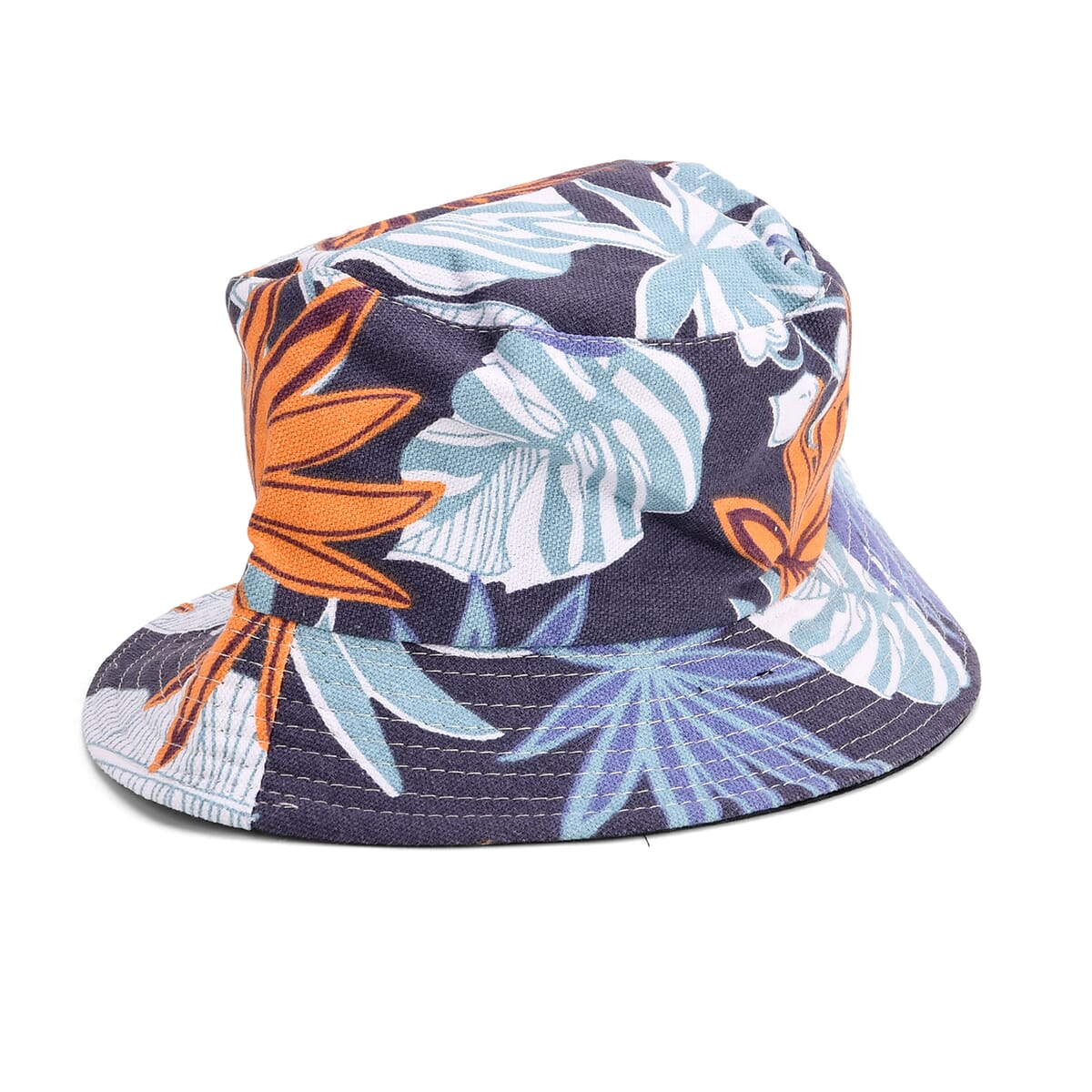 2pcs Set Orange Leaves Pattern Beach Tote Bag and Hat image number 4