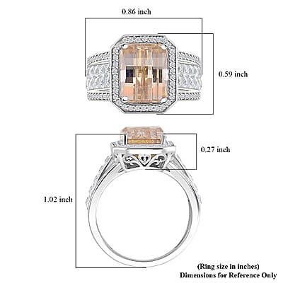 Fancy Cut Champagne and White Moissanite 5.00 ctw Art Deco Ring in Rhodium Over Sterling Silver (Size 8.0)