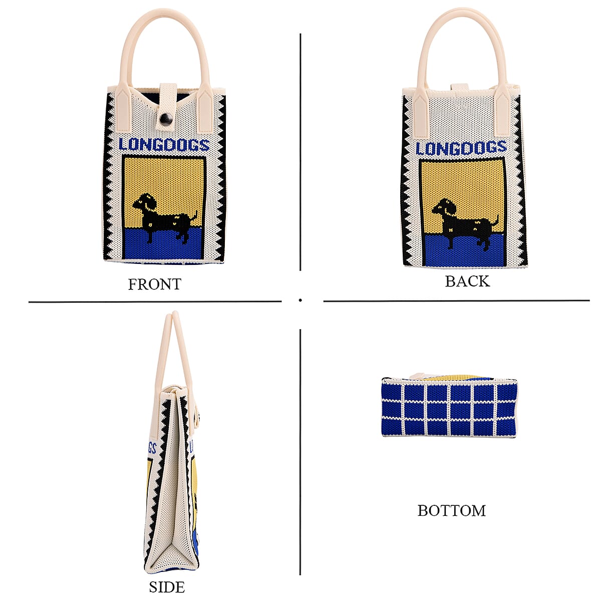 White Long Dog Print Polyester Crossbody Cellphone Bag image number 3