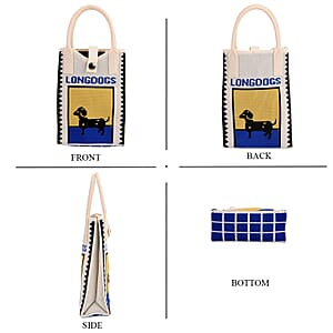 White Long Dog Print Polyester Crossbody Cellphone Bag