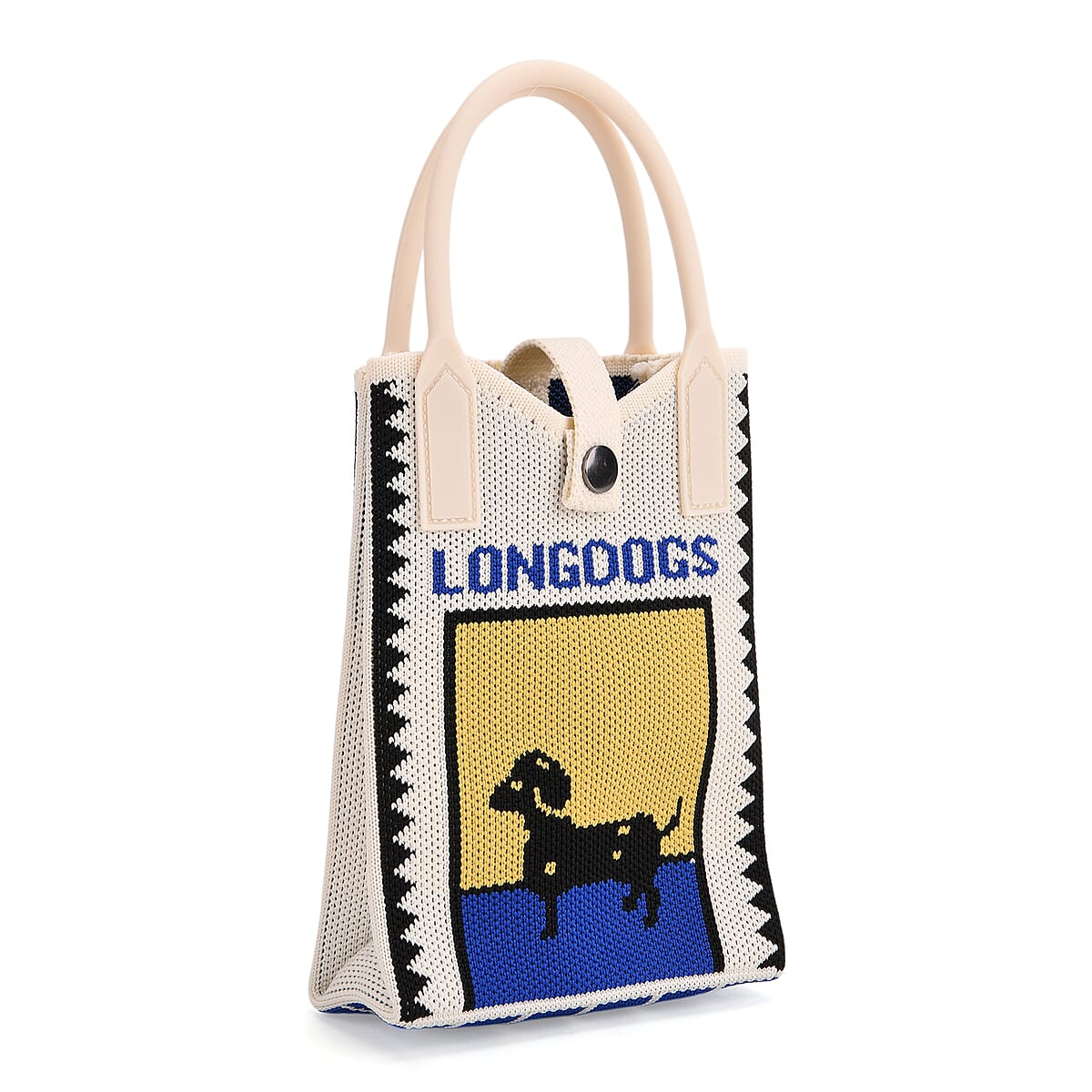 White Long Dog Print Polyester Crossbody Cellphone Bag image number 5