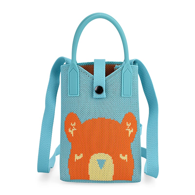 Blue and Orange Bear Print Crossbody Bag