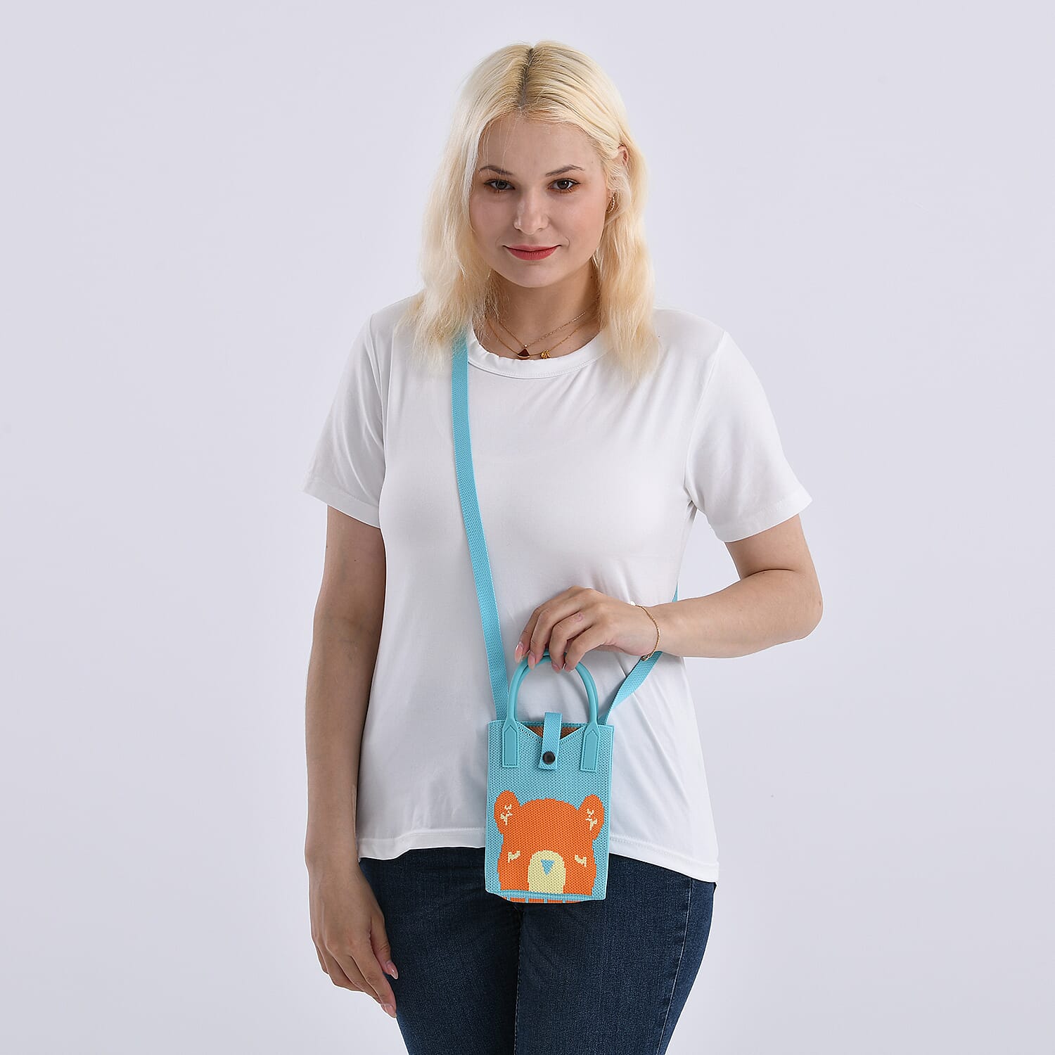 Blue and Orange Bear Print Crossbody Bag