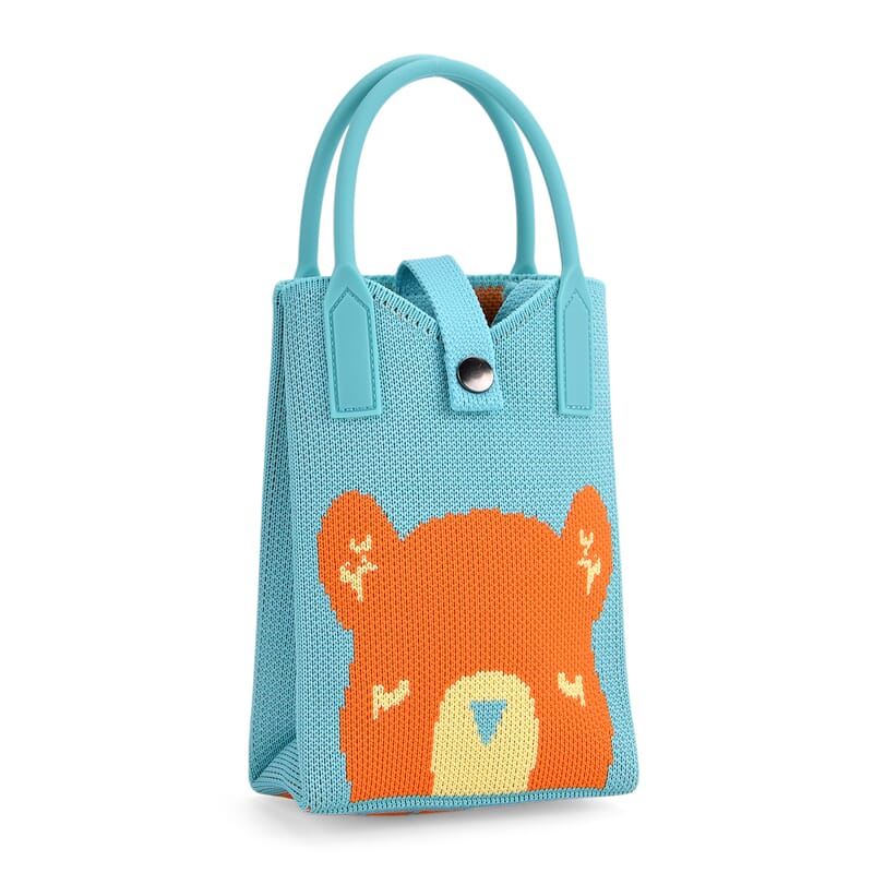 Blue and Orange Bear Print Crossbody Bag